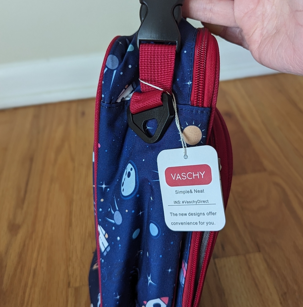 Vaschy Outer Space cute cartoon insulated lunch box with optional strap, kids OS - Picture 3 of 7